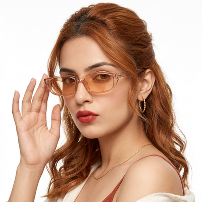 Eyejack Orange Rectangle Sunglasses for Women (3972CL1022)