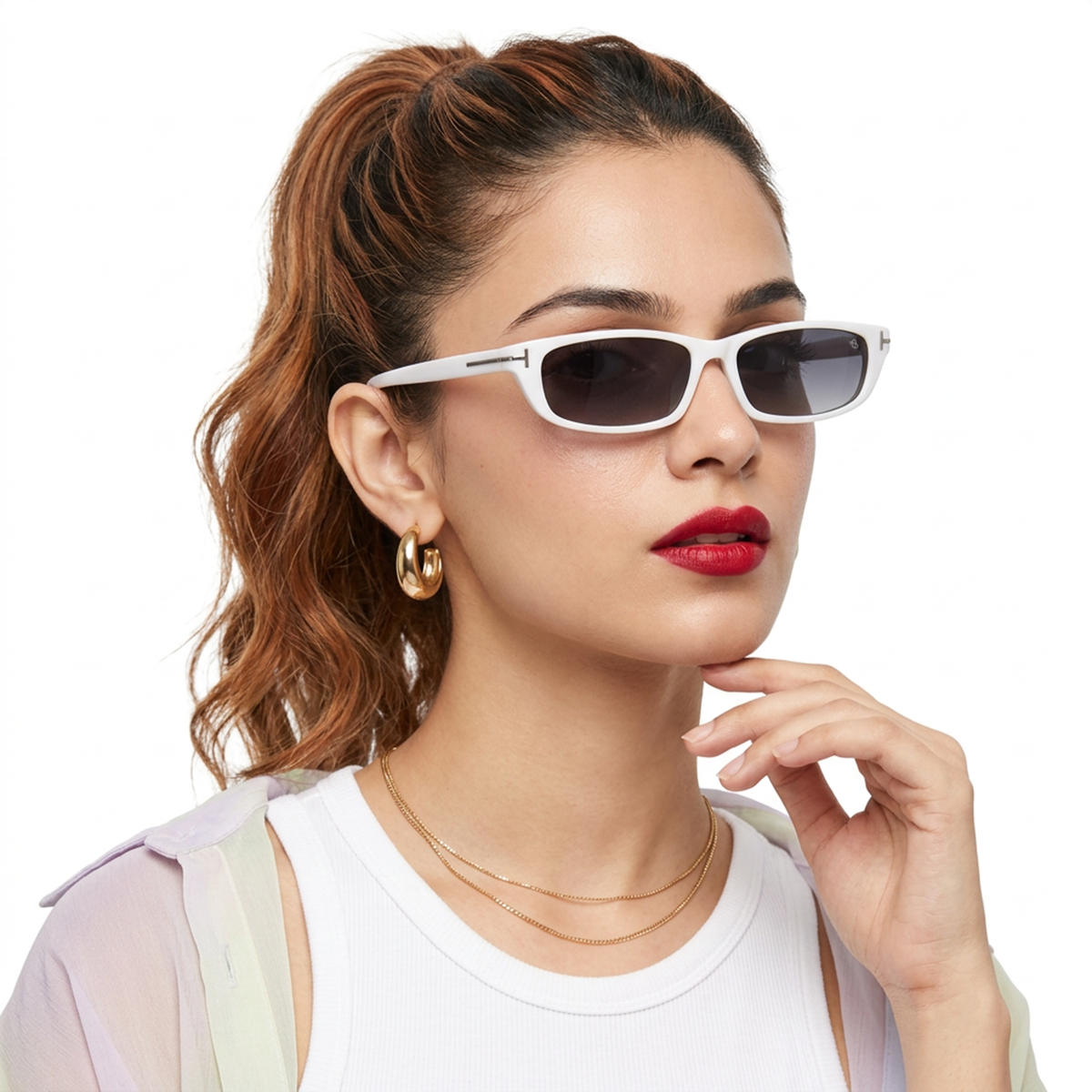 Eyejack White Rectangle Sunglasses for Women (3972CL1023)