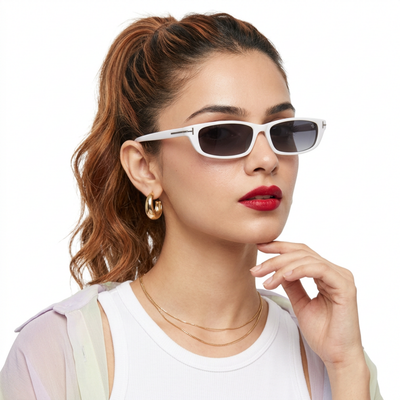 Eyejack White Rectangle Sunglasses for Women (3972CL1023)