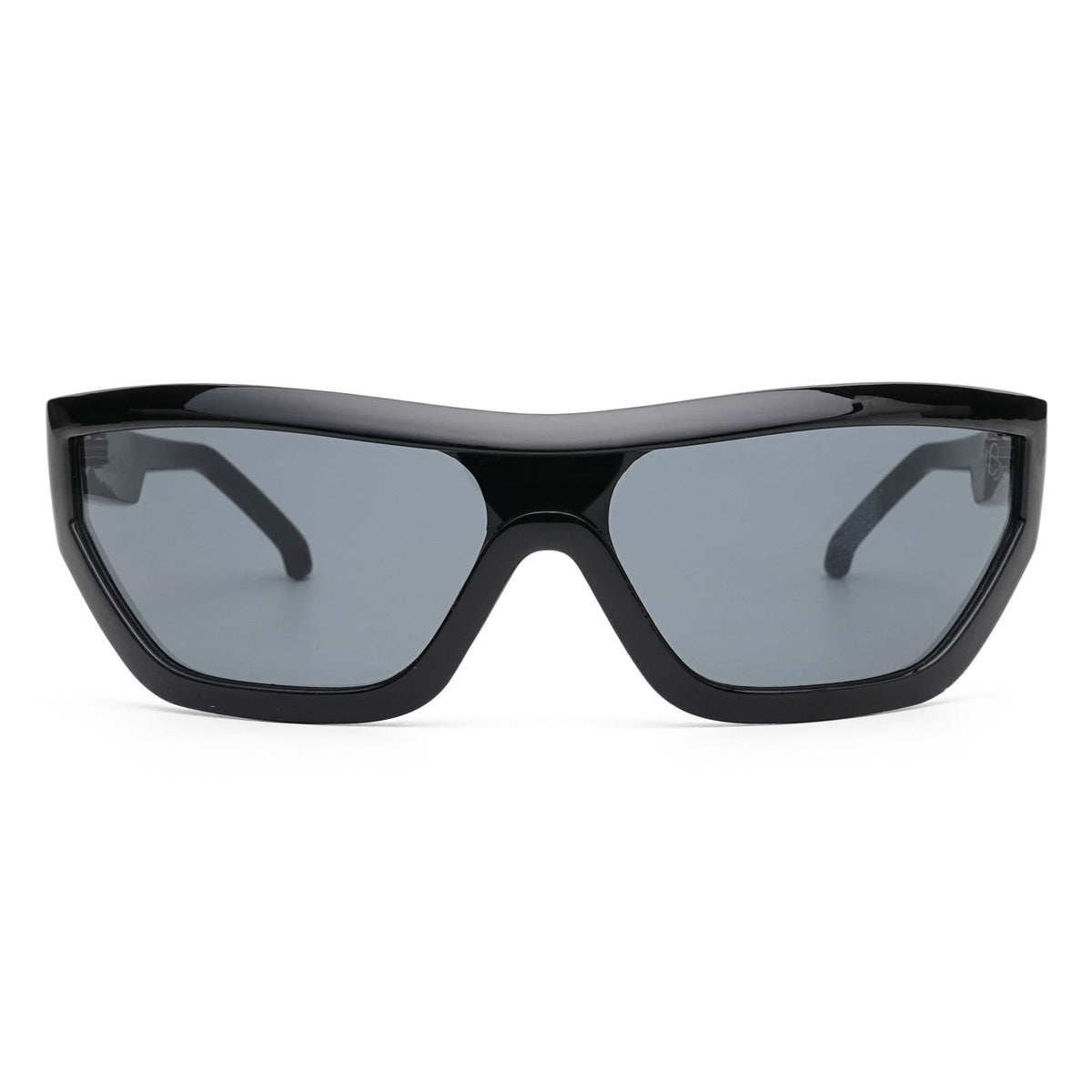 Eyejack Wrap Around Sunglasses for Men & Women (Black Lens | Shine Black Frame - 3980CL552-C1)