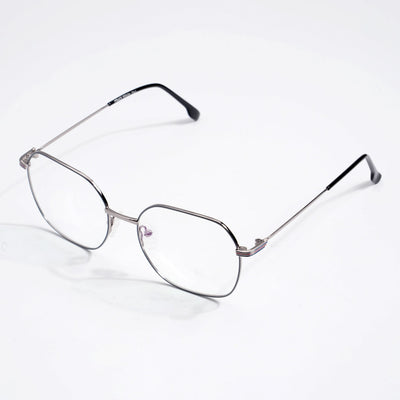 EyeJack DISK Grey Geometric Eyeglasses for Men & Women (128611CL225-C2)