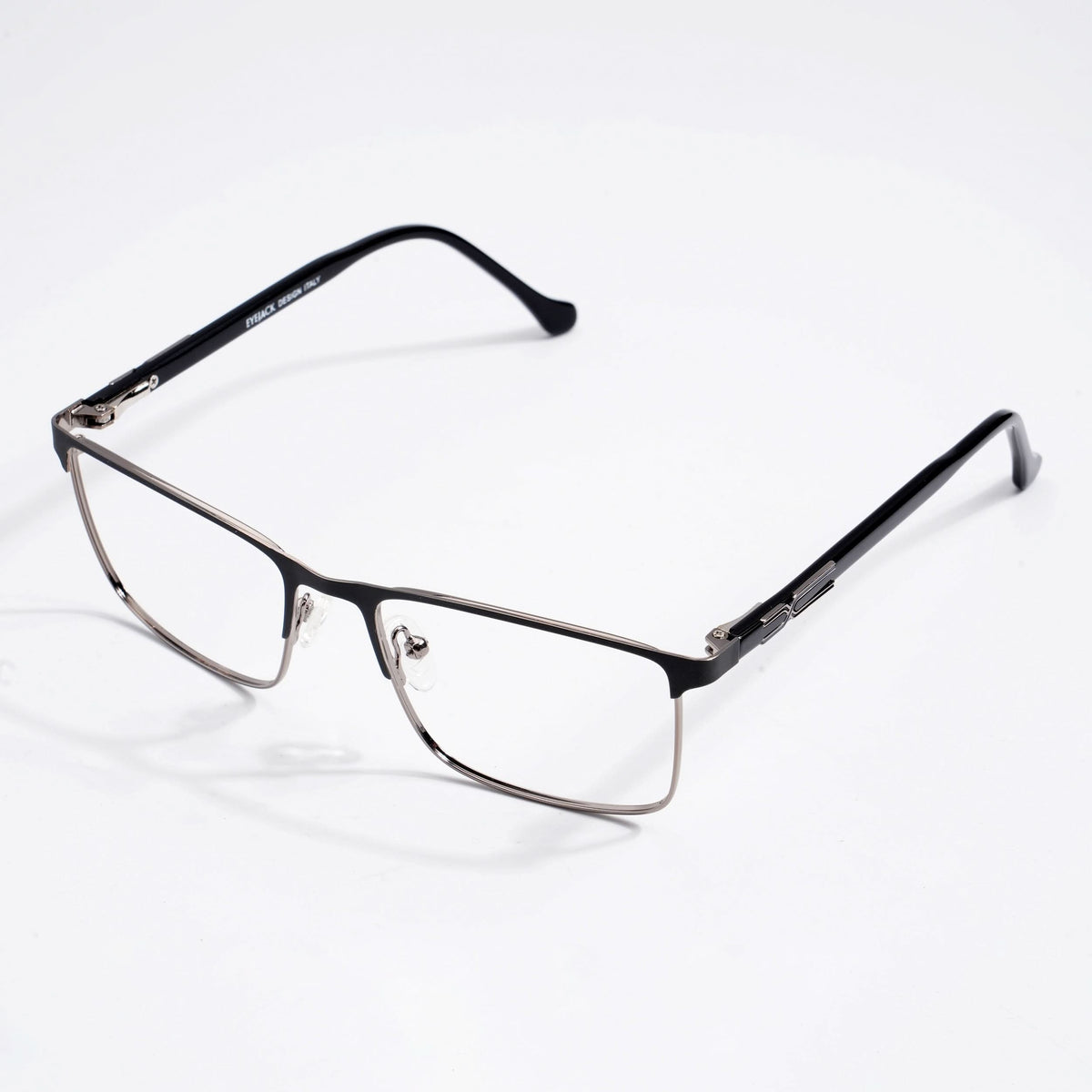 EyeJack DISK Grey & Silver Rectangle Eyeglasses for Men & Women (128614CL239-C1)