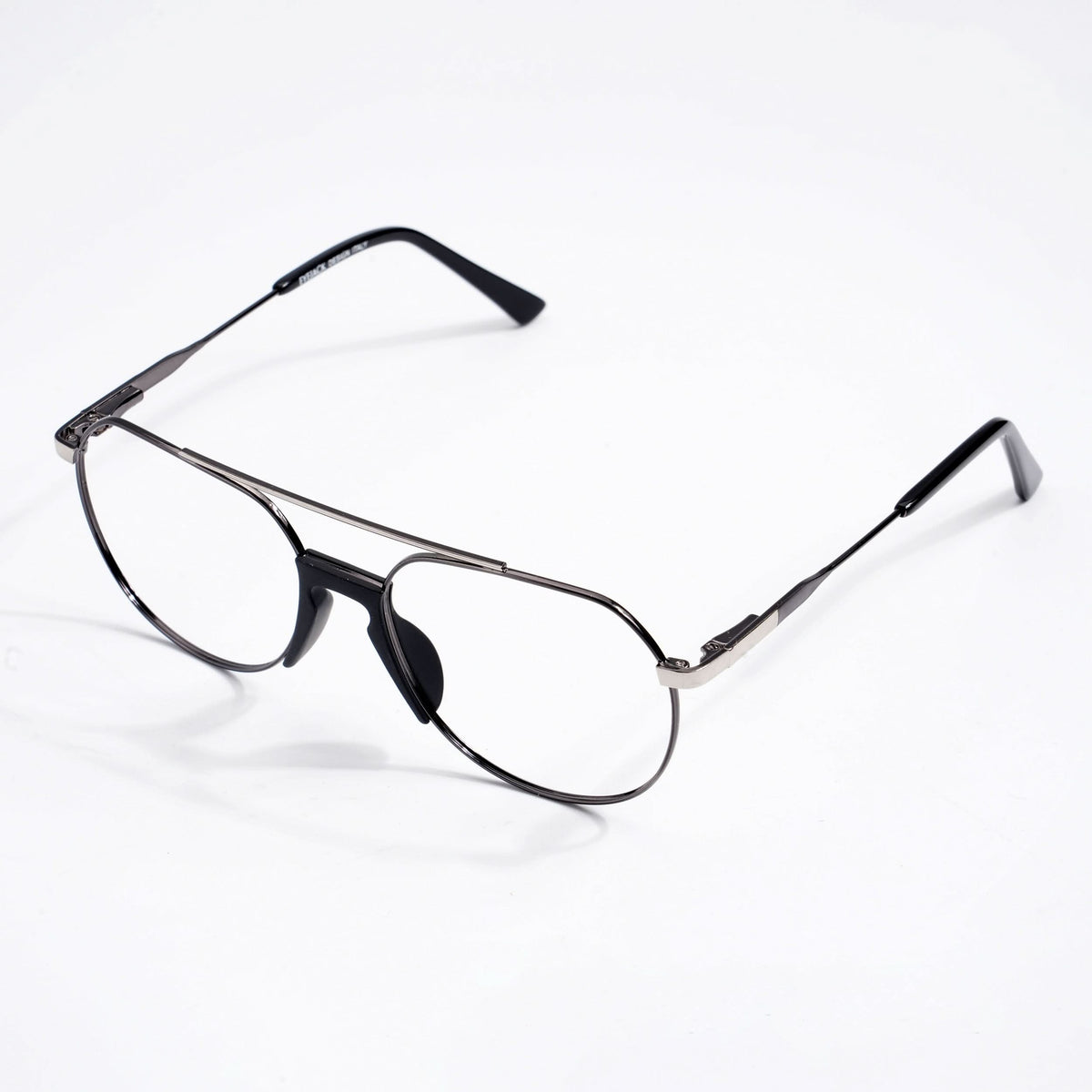 EyeJack DISK Black & Silver Wayfarer Eyeglasses for Men & Women (128607CL202-C1)