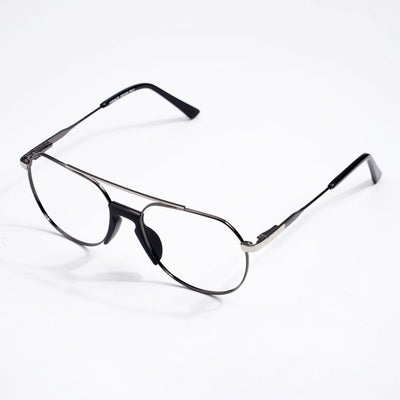 EyeJack DISK Black & Silver Wayfarer Eyeglasses for Men & Women (128607CL202-C1)