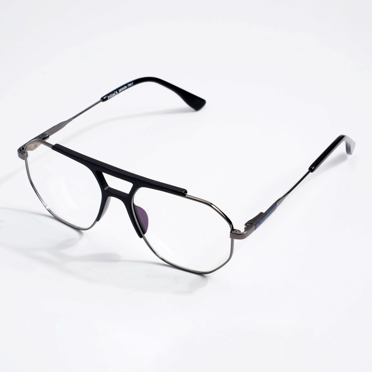 EyeJack DISK Black & Grey Wayfarer Eyeglasses for Men & Women (128609CL213-C1)