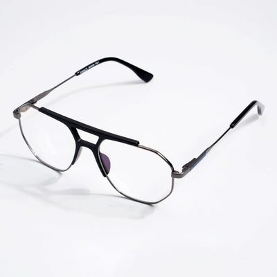 EyeJack DISK Black & Grey Wayfarer Eyeglasses for Men & Women (128609CL213-C1)