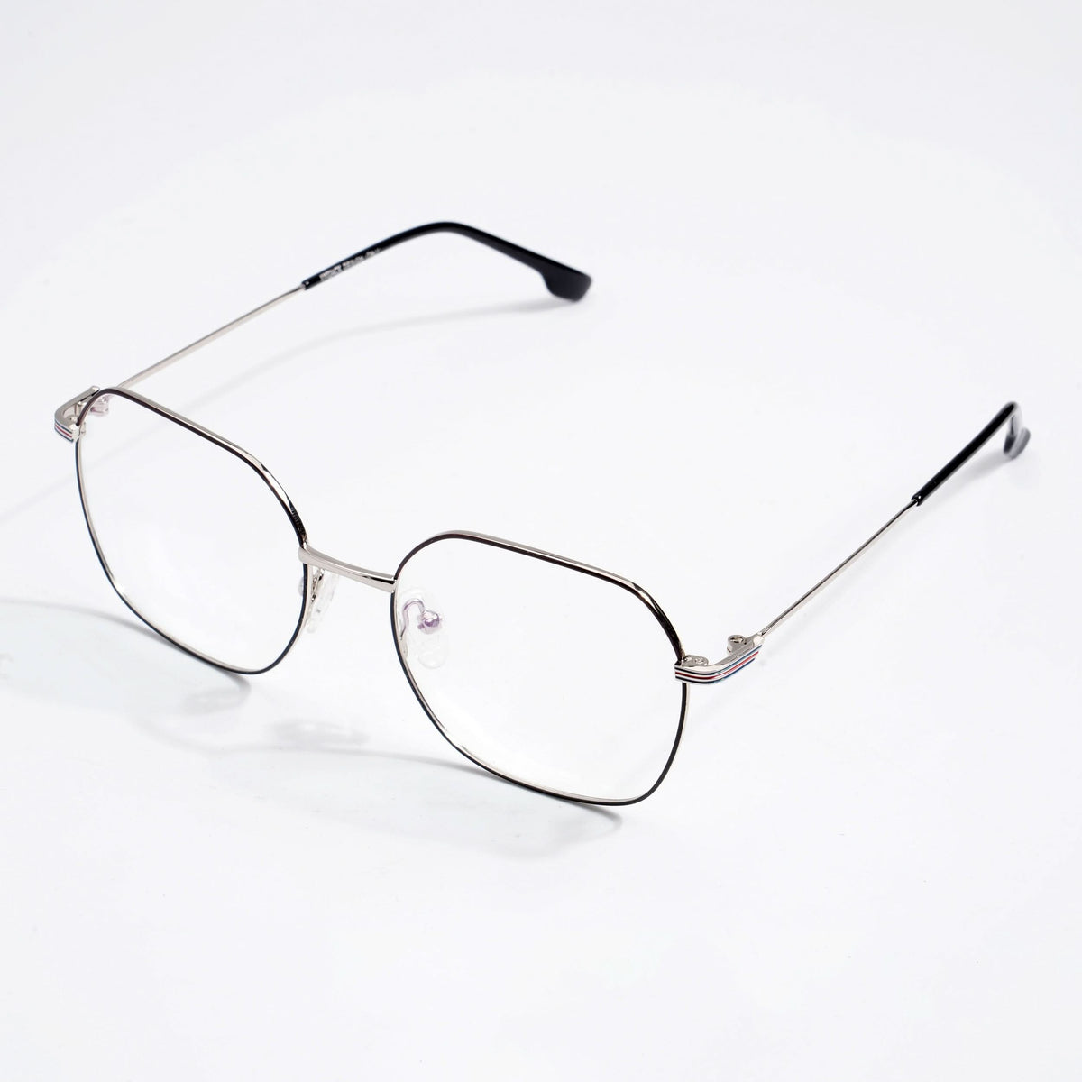 EyeJack DISK Black & Grey Geometric Eyeglasses for Men & Women (128611CL228-C5)