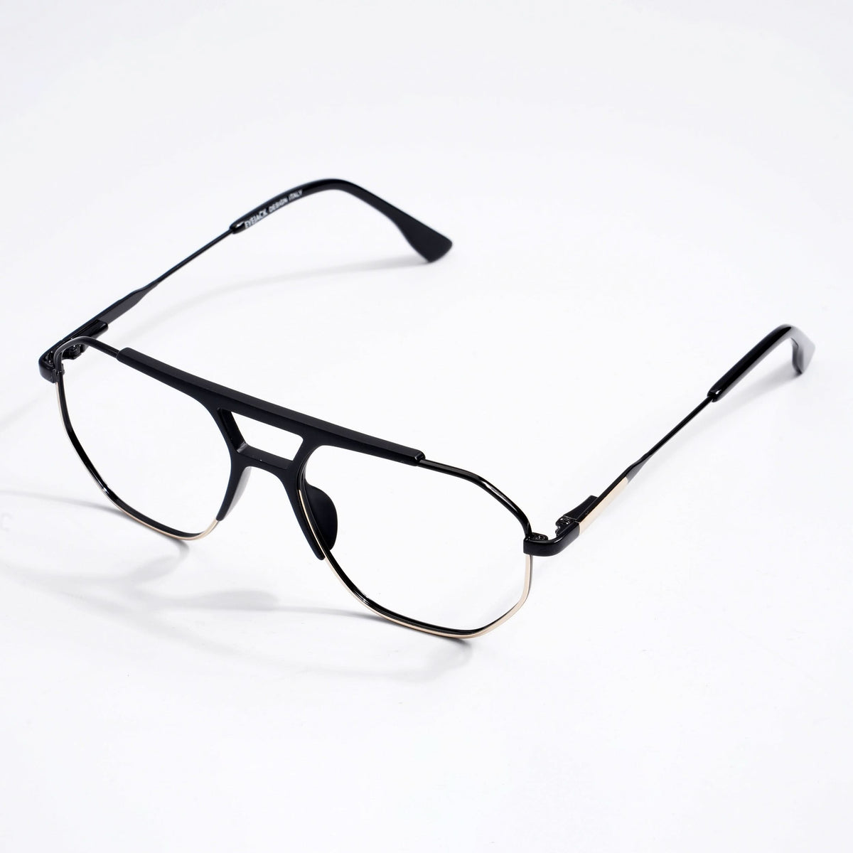 EyeJack DISK Black & Silver Wayfarer Eyeglasses for Men & Women (128609CL214-C2)