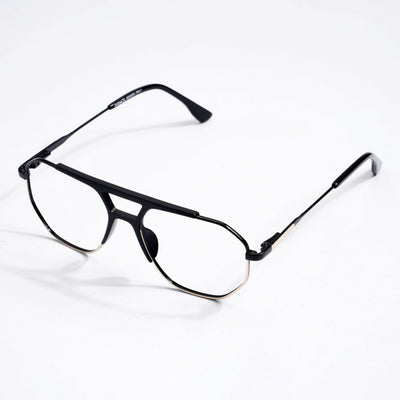 EyeJack DISK Black & Silver Wayfarer Eyeglasses for Men & Women (128609CL214-C2)