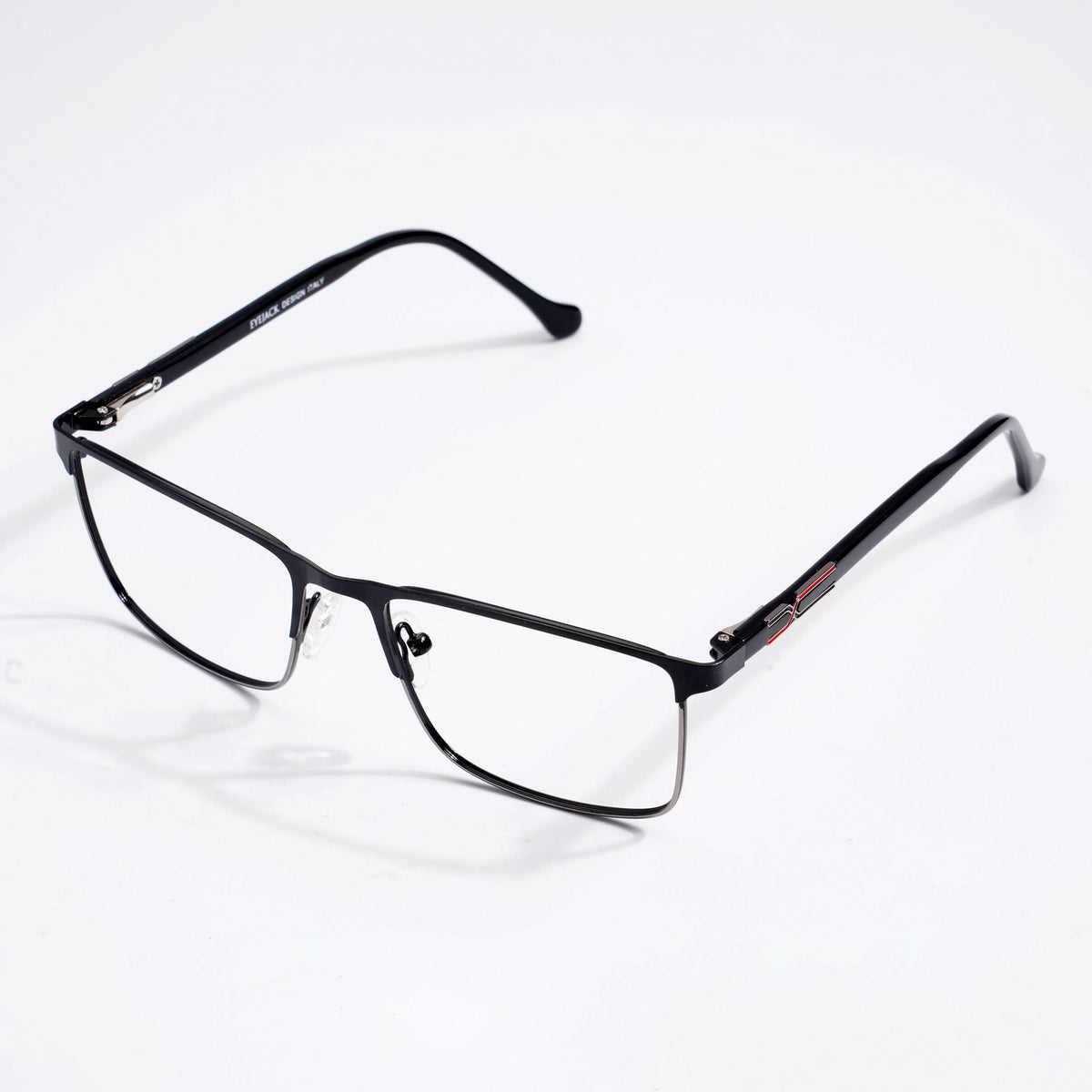 EyeJack DISK Shine Black & Grey Rectangle Eyeglasses for Men & Women (128614CL240-C2)
