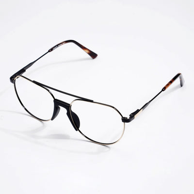 EyeJack DISK Golden & Black Wayfarer Eyeglasses for Men & Women (128607CL203-C2)