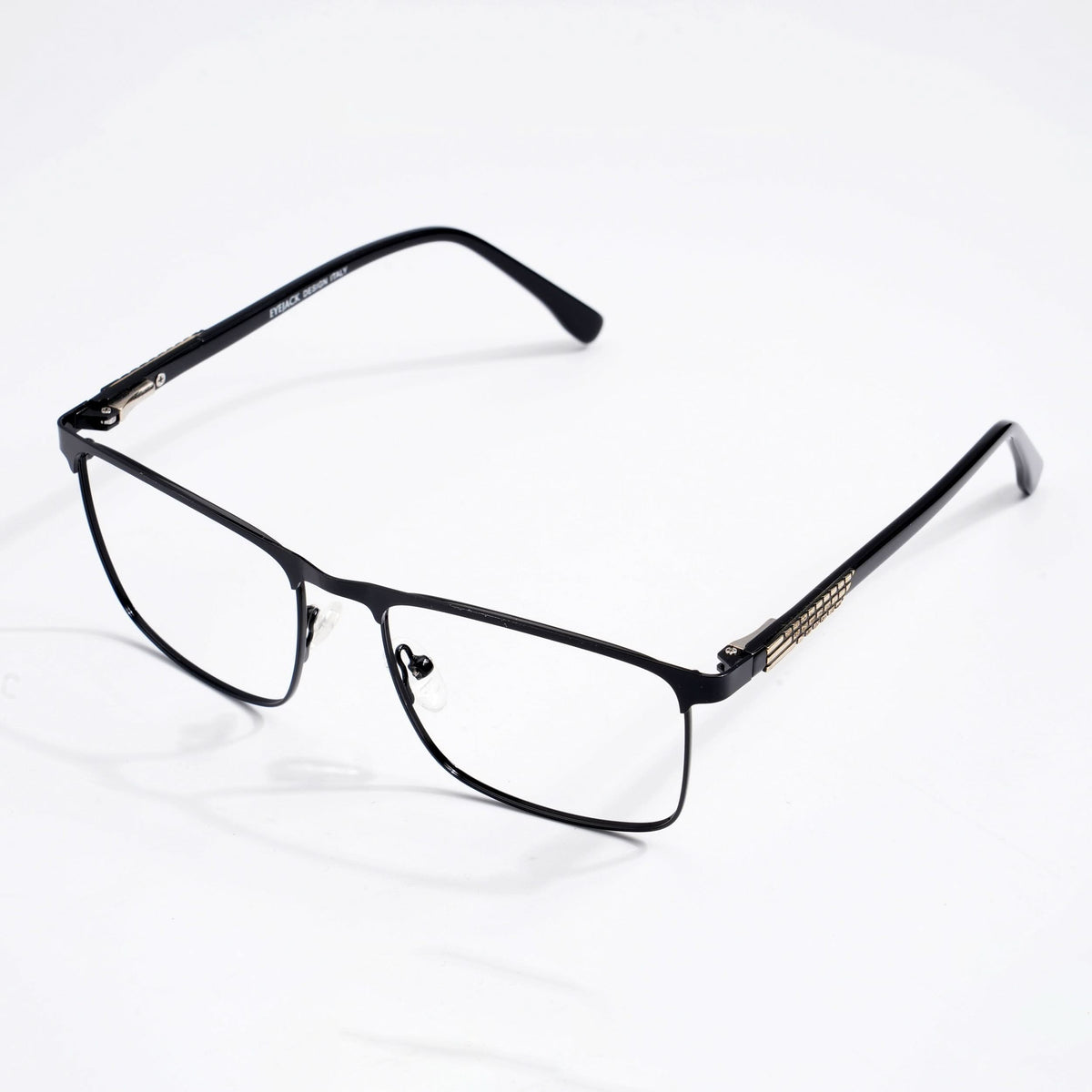 EyeJack DISK Shine Black Square Eyeglasses for Men & Women (128615CL244-C1)