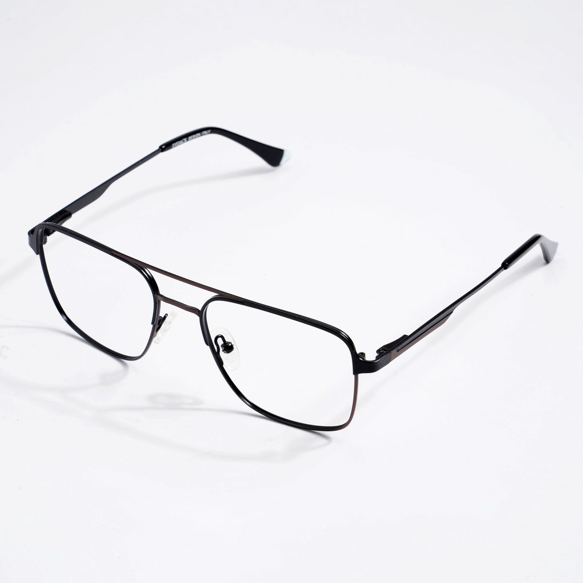 EyeJack DISK Black & Silver Wayfarer Eyeglasses for Men & Women (128604CL188-C4)