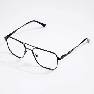 EyeJack DISK Black & Silver Wayfarer Eyeglasses for Men & Women (128604CL188-C4)