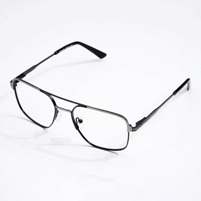 EyeJack DISK Black & Grey Wayfarer Eyeglasses for Men & Women (128605CL192-C3)
