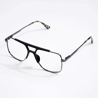 EyeJack DISK Black & Grey Wayfarer Eyeglasses for Men & Women (128610CL222-C4)
