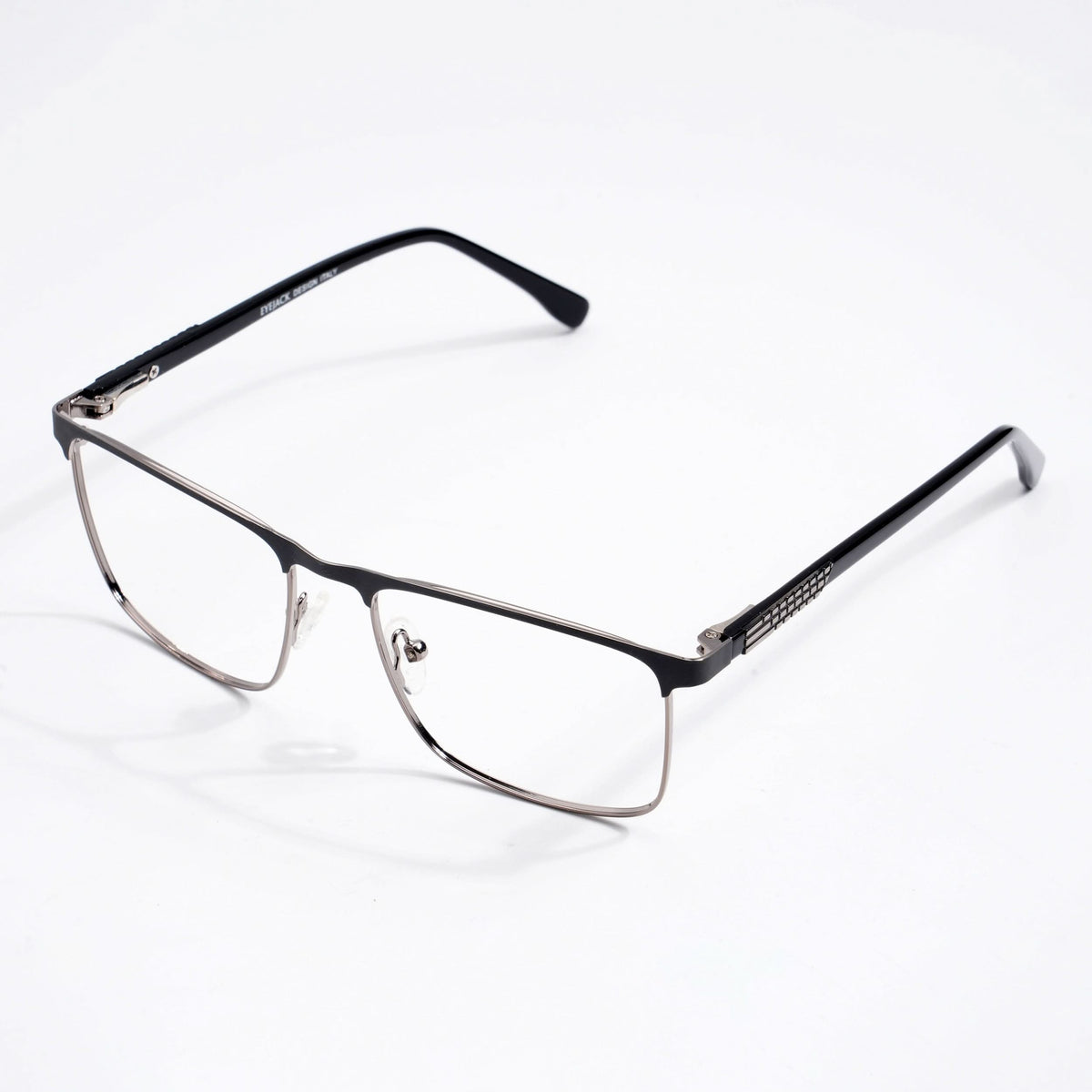 EyeJack DISK Grey & Silver Square Eyeglasses for Men & Women (128615CL246-C3)