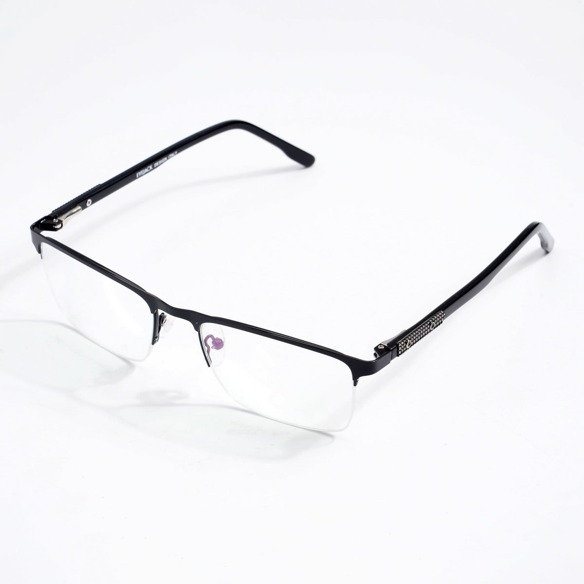 EyeJack DISK Matt Black Half Rim Eyeglasses for Men & Women (128613CL234-C1)
