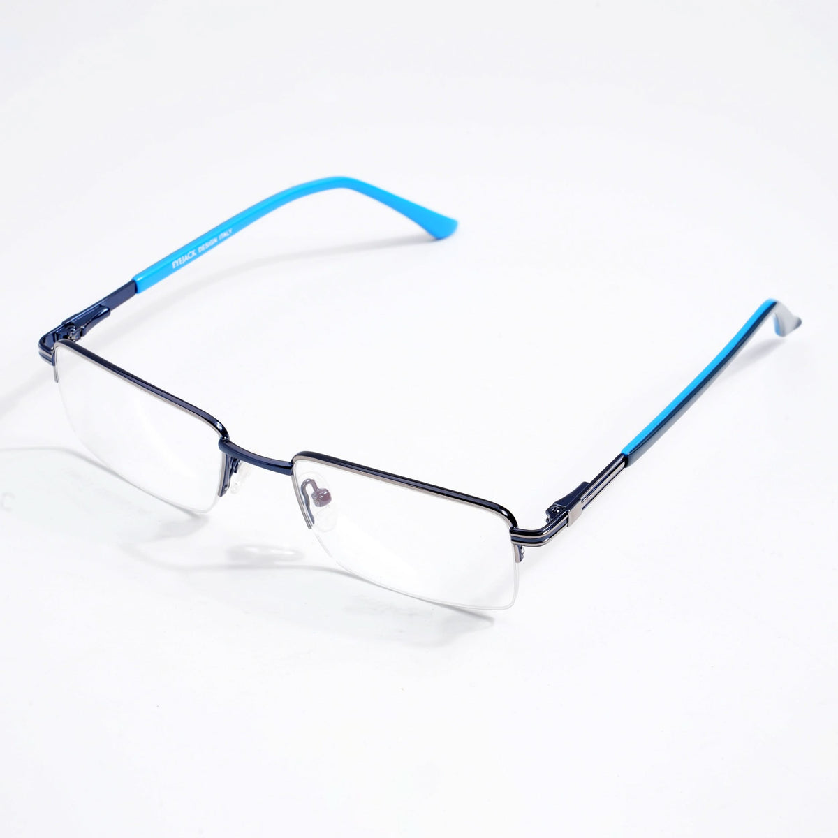 EyeJack DISK Grey & Blue Half Rim Eyeglasses for Men & Women (128612CL231-C3)