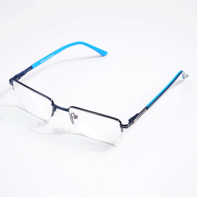 EyeJack DISK Grey & Blue Half Rim Eyeglasses for Men & Women (128612CL231-C3)