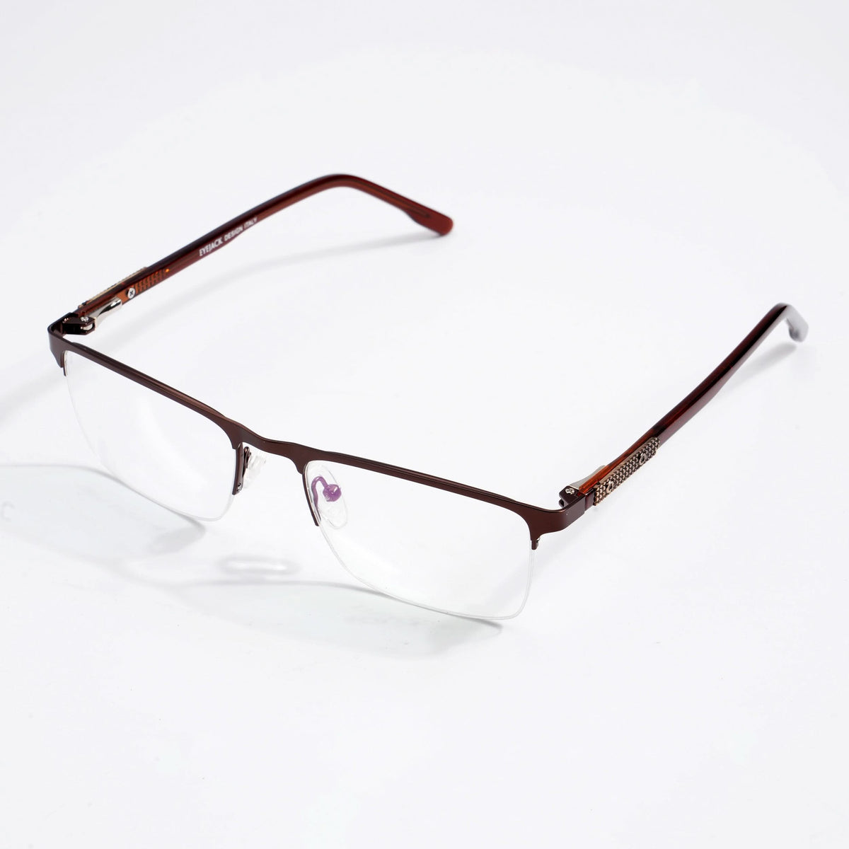 EyeJack DISK Brown Half Rim Eyeglasses for Men & Women (128613CL238-C5)