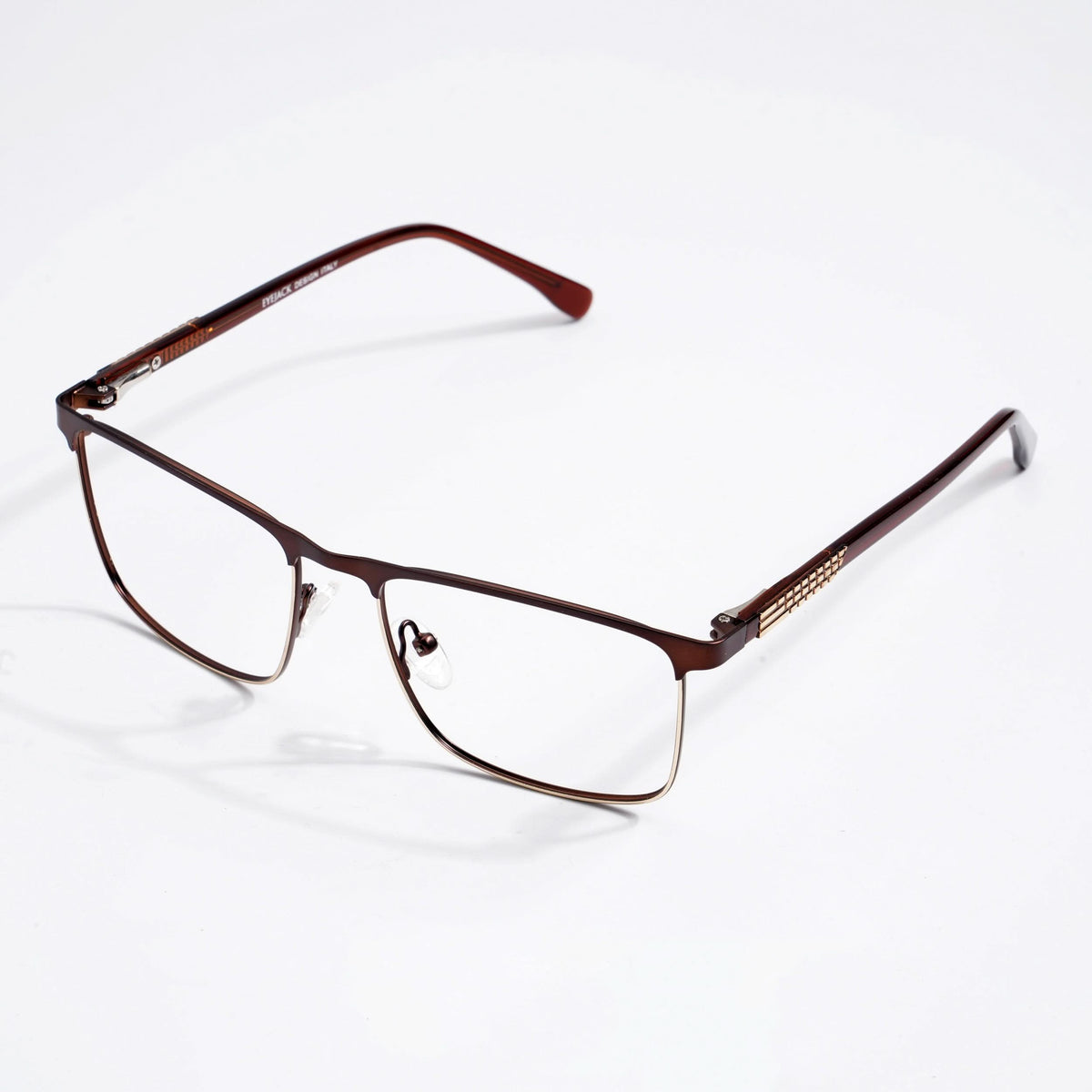 EyeJack DISK Brown & Golden Square Eyeglasses for Men & Women (128615CL247-C4)