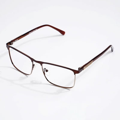EyeJack DISK Brown & Golden Square Eyeglasses for Men & Women (128615CL247-C4)