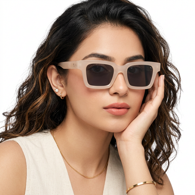 Eyejack Cream Square Sunglasses for Men & Women (4834CL1195)