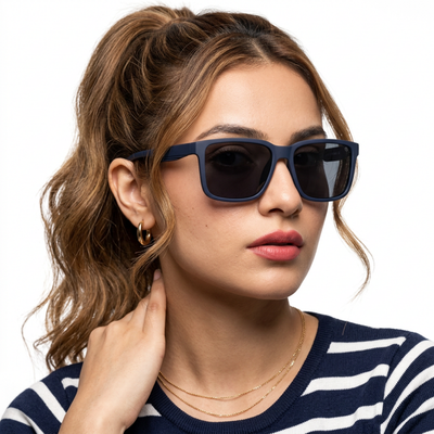 Eyejack Navy Blue Wayfarer Polarized Sunglasses for Men & Women (5066PCL1240)