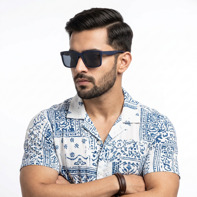 Eyejack Navy Blue Wayfarer Polarized Sunglasses for Men & Women (5066PCL1240)
