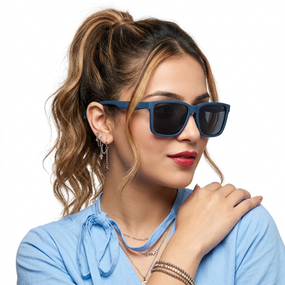 Eyejack Blue Wayfarer Polarized Sunglasses for Men & Women (5066PCL1241)