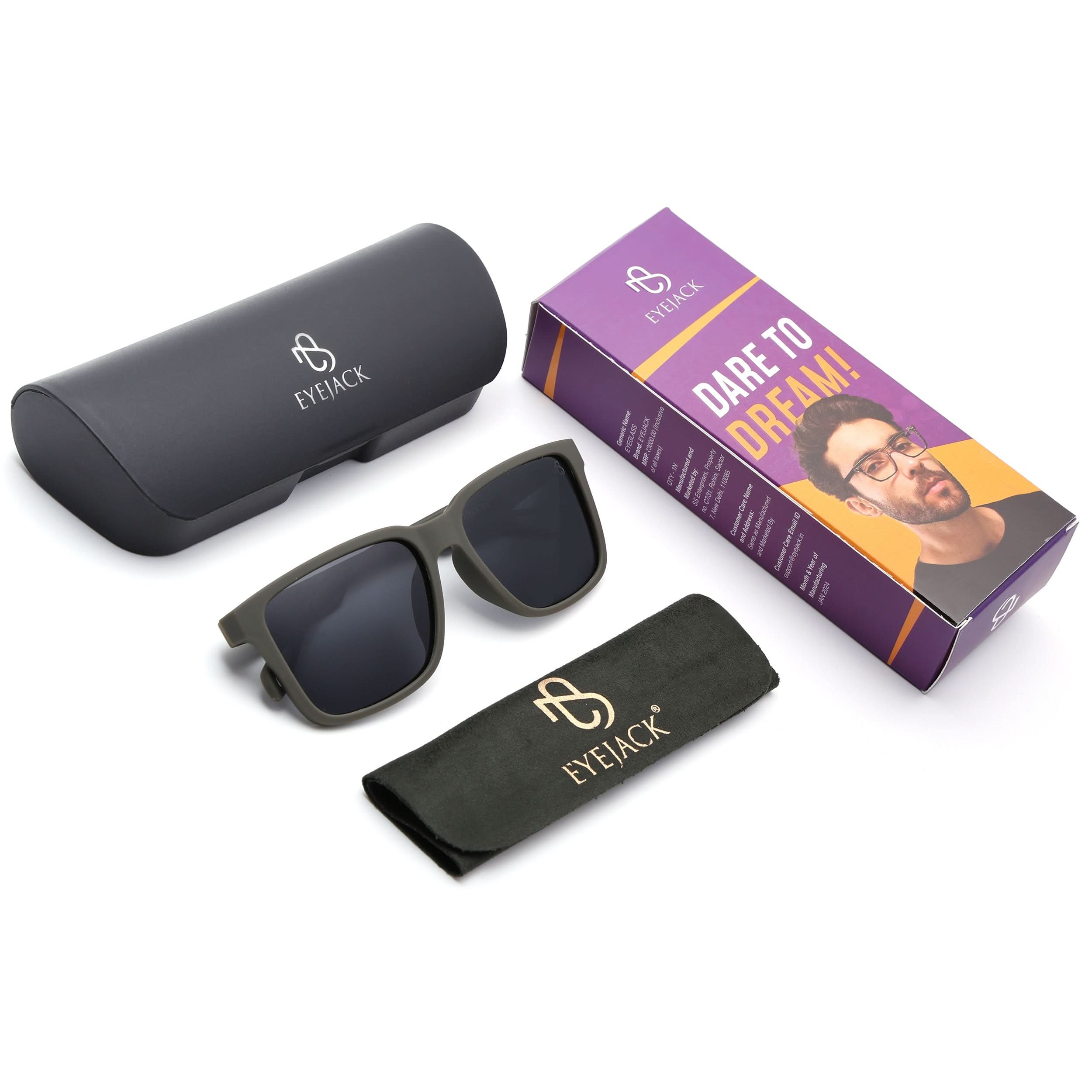 Eyejack Green Wayfarer Polarized Sunglasses for Men & Women