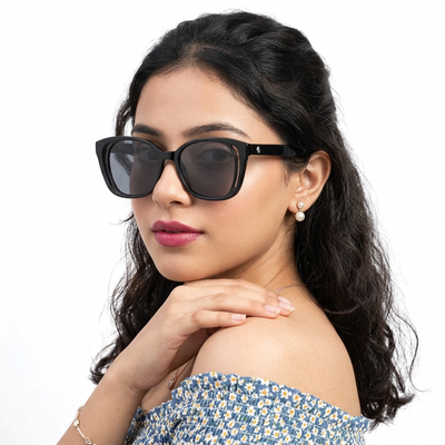 Eyejack Matt Black Round Sunglasses for Women (5082CL1220)