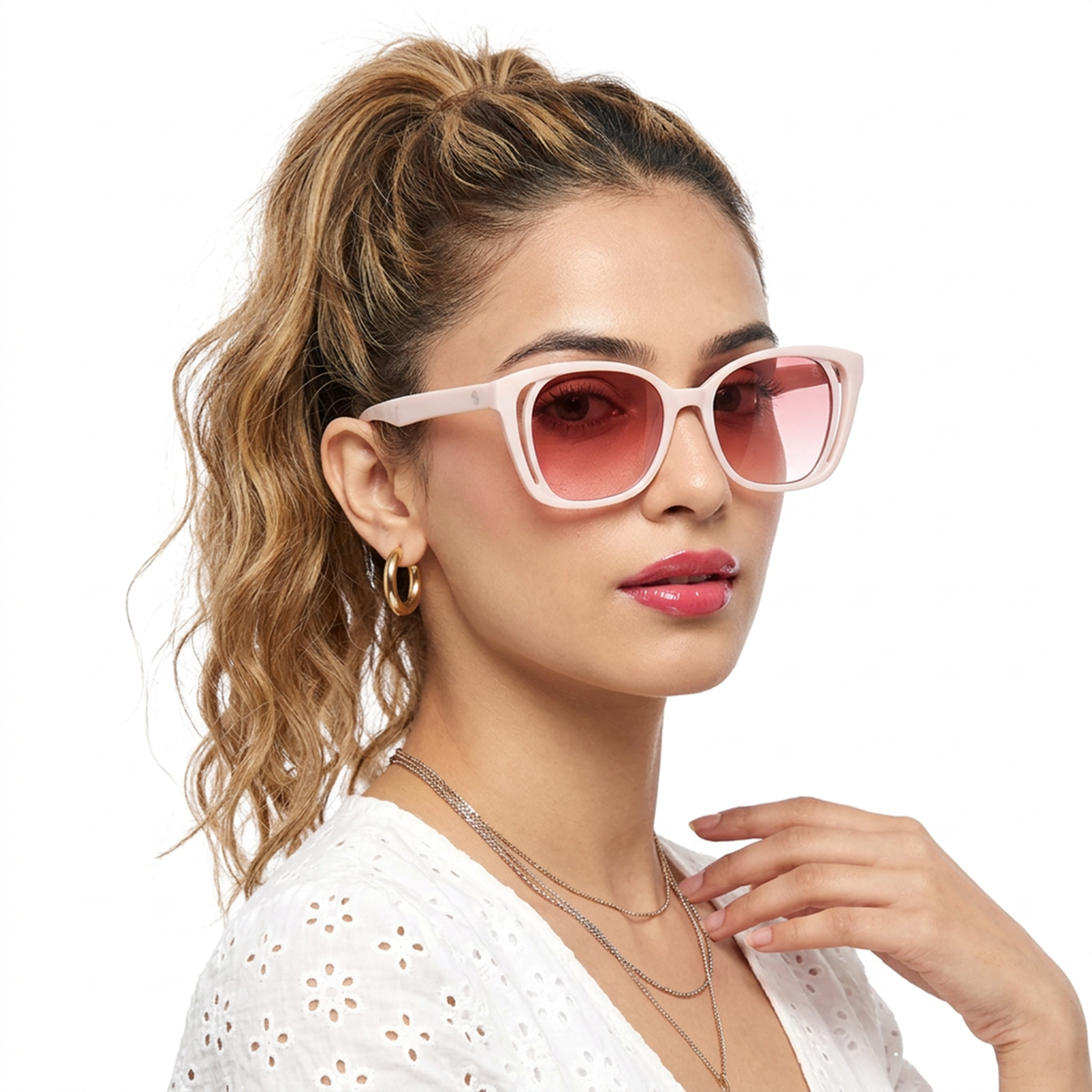 Eyejack Light Pink Round Sunglasses for Women (5082CL1226)