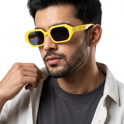Eyejack Yellow Square Sunglasses for Men & Women (5088CL1257)