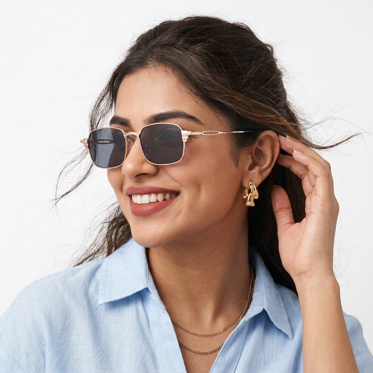 LINE I Silver Rectangle Sunglasses (5111CL2588)