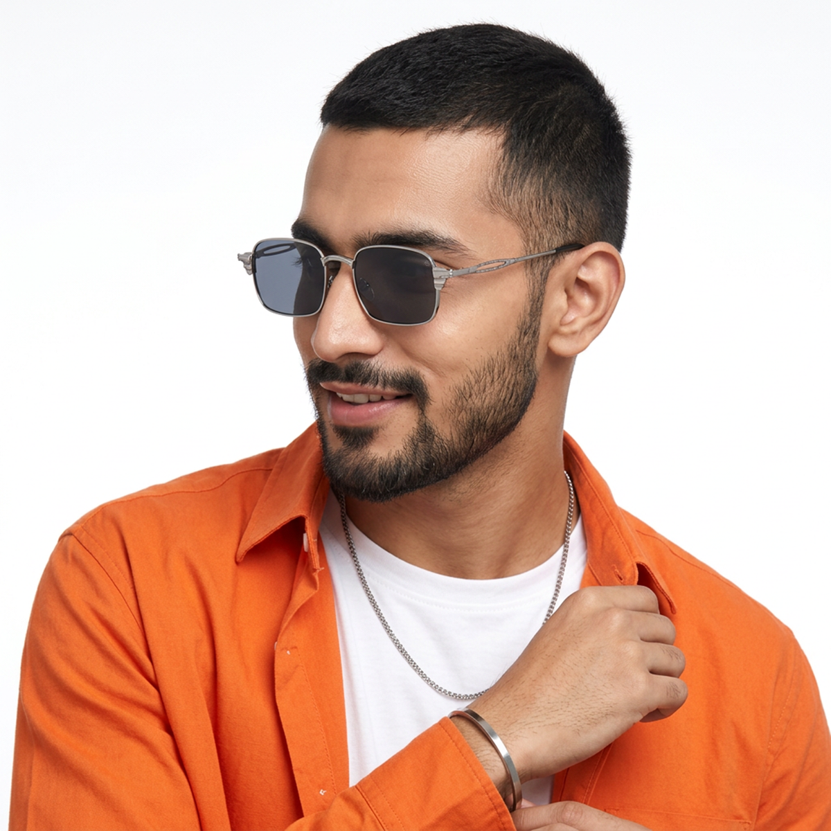 LINE I Silver Rectangle Sunglasses (5111CL2588)