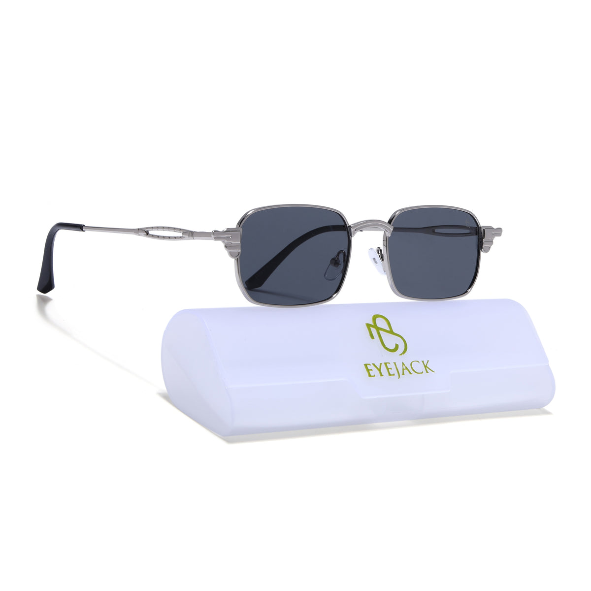 Eyejack Silver Rectangle Sunglasses for Men & Women (5111CL2588)