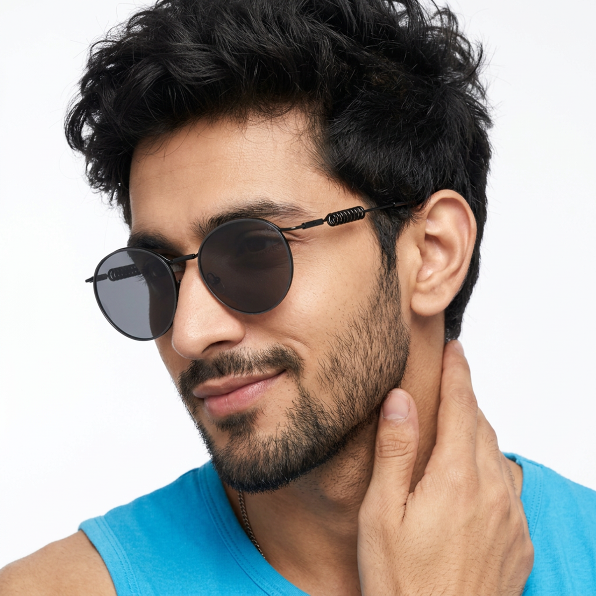 LOOP I Black Round Sunglasses (5113CL2582)