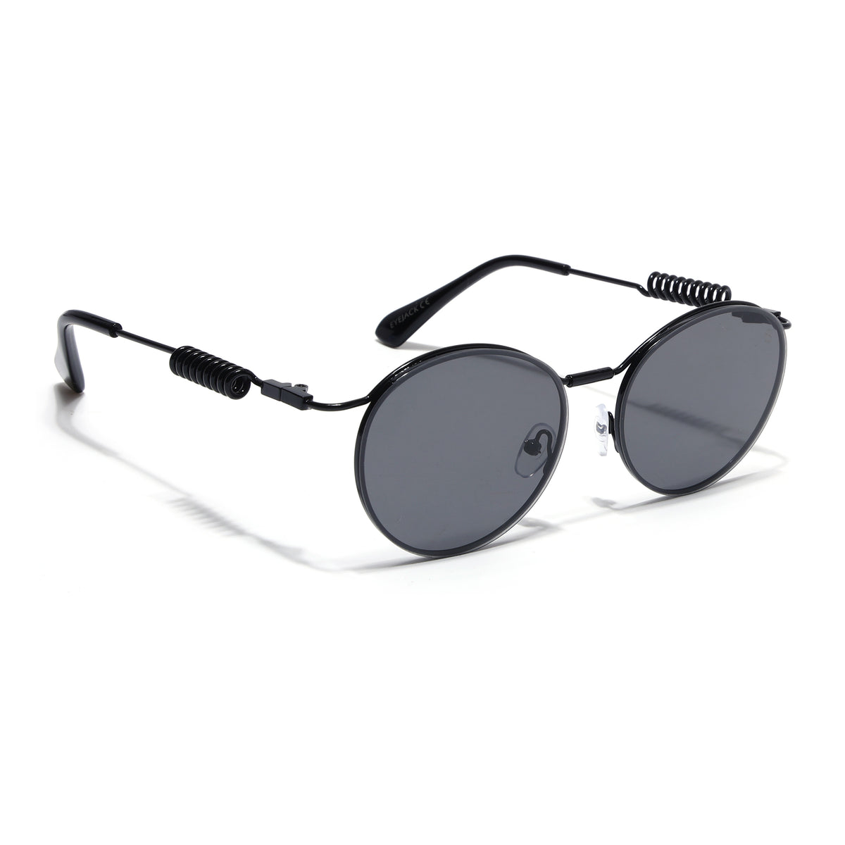 Eyejack Black Oval Sunglasses for Men & Women (5113CL2582)