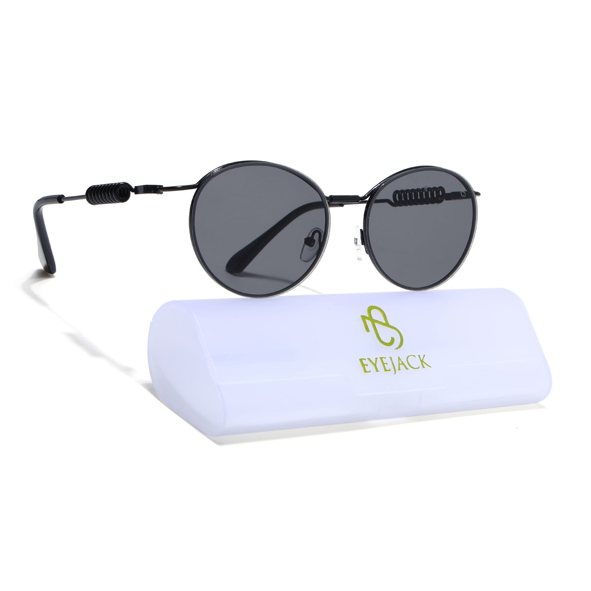 Eyejack Black Oval Sunglasses for Men & Women (5113CL2582)