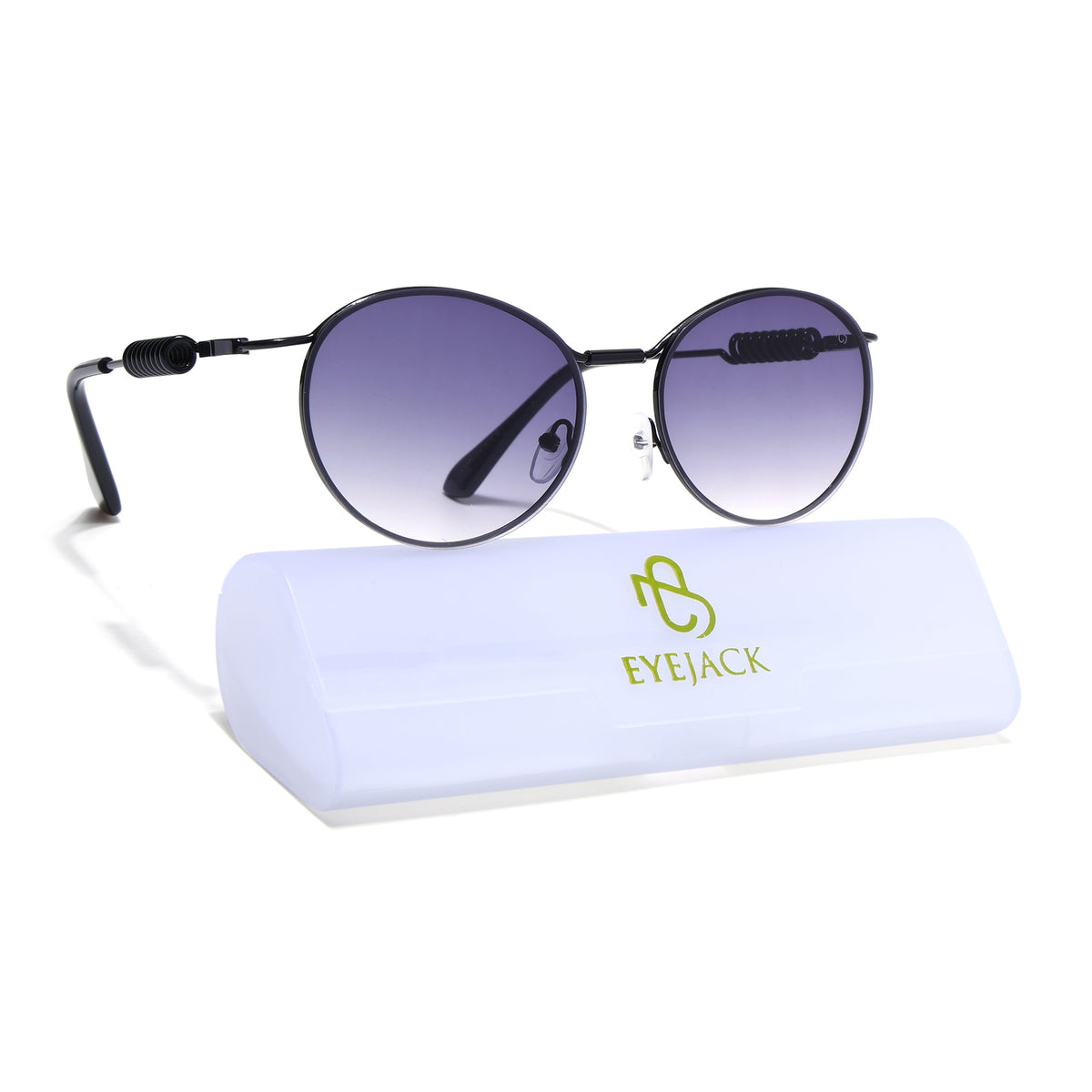 Eyejack Black Oval Sunglasses for Men & Women (5113CL2583)