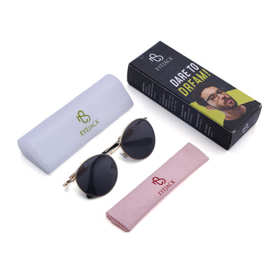 Eyejack Golden Round Sunglasses for Men & Women (5113CL2584)