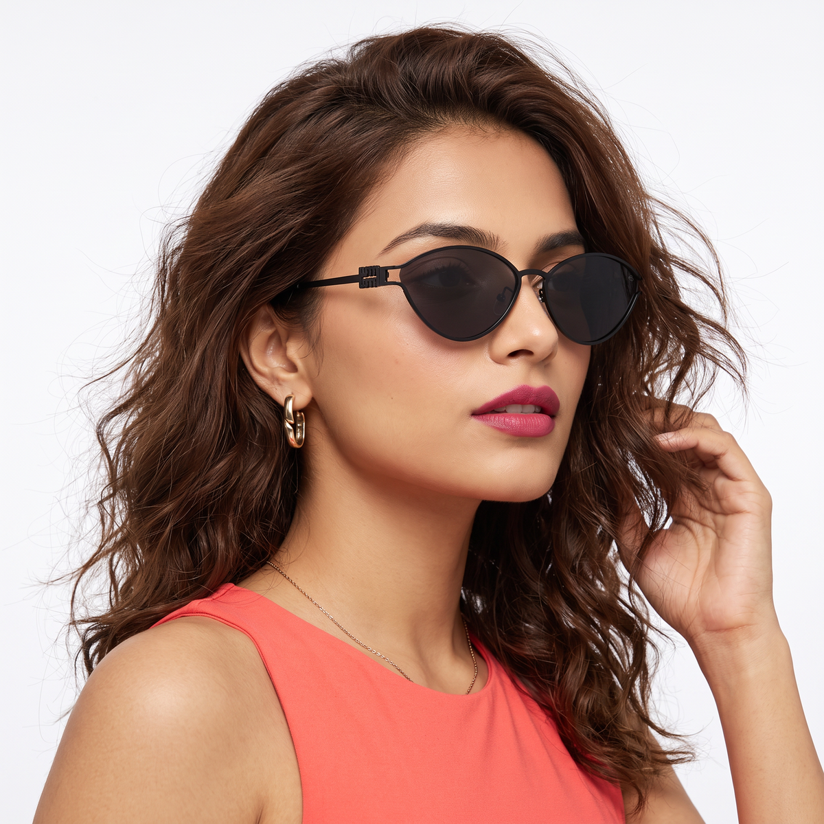 Curve I Black Cateye Sunglasses for Women (5114CL2569)