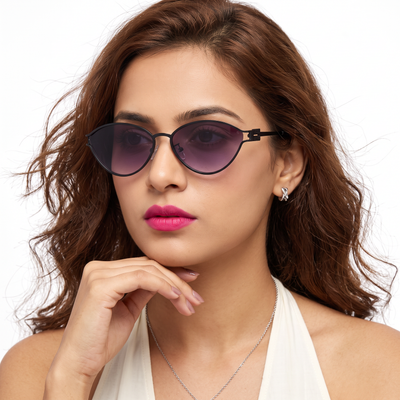 Curve I Black Cateye Sunglasses for Women (5114CL2570)