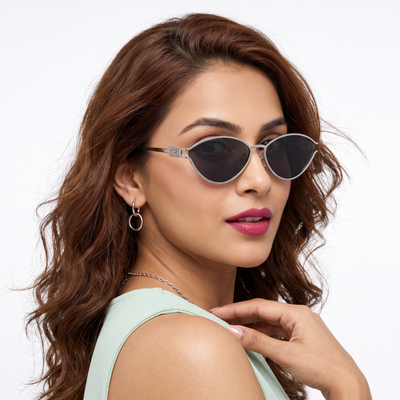 Curve I Silver Cateye Sunglasses for Women (5114CL2579)