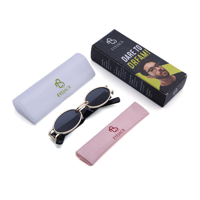 Eyejack Golden Oval Sunglasses for Men & Women (5115CL2577)