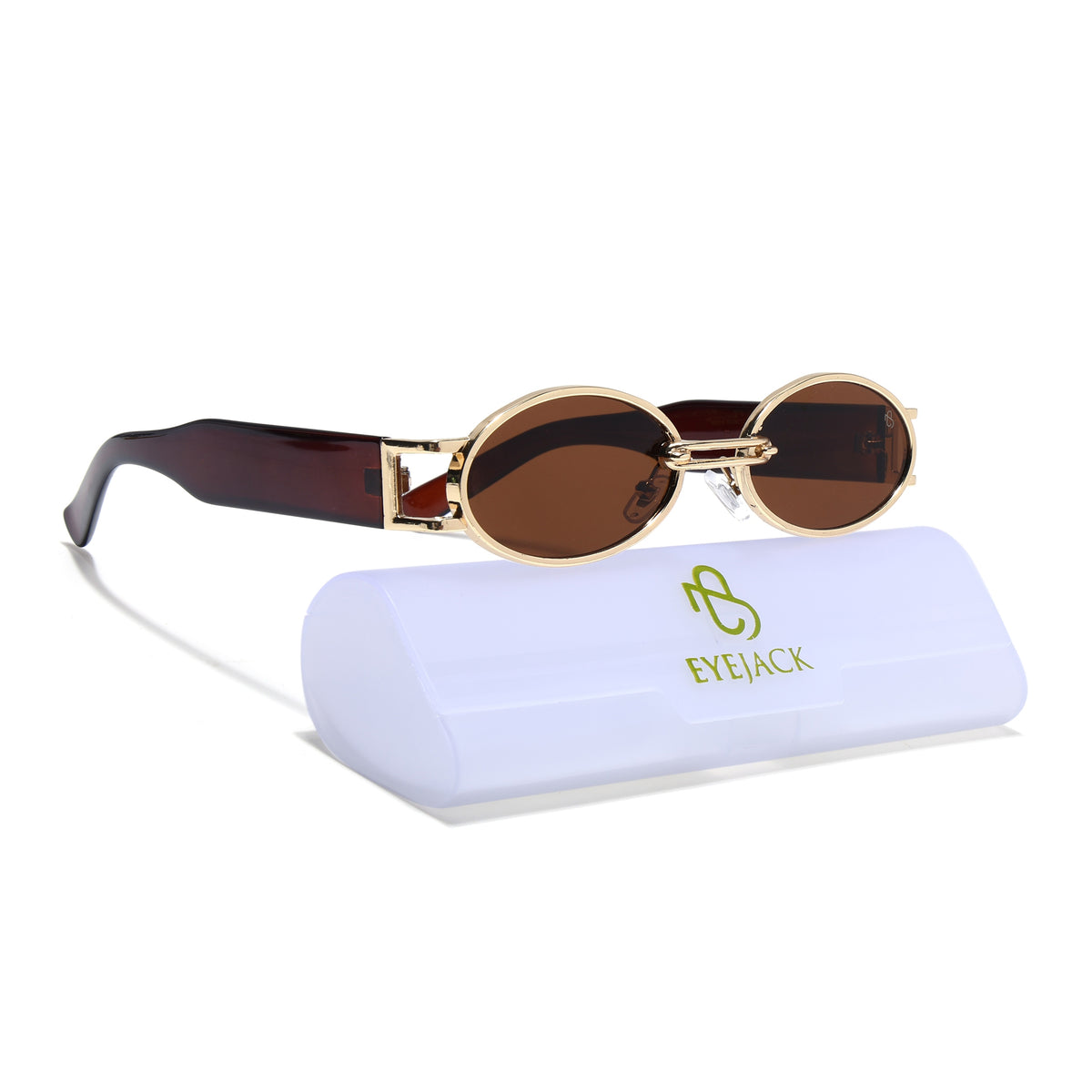 Eyejack Golden Oval Sunglasses for Men & Women (5115CL2578)