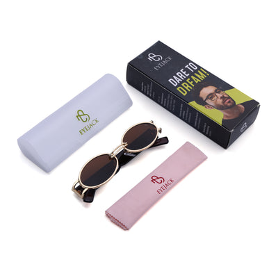 Eyejack Golden Oval Sunglasses for Men & Women (5115CL2578)