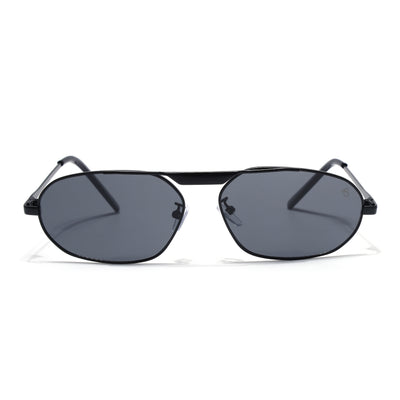 Eyejack Black Rectangle Sunglasses for Men & Women (5116CL2571)